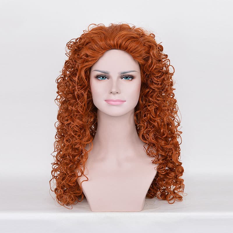 Peluca de princesa Merida de Brave larga y rizada