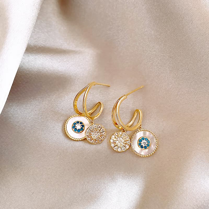 Aretes de estrella de ocho puntas cobre retro