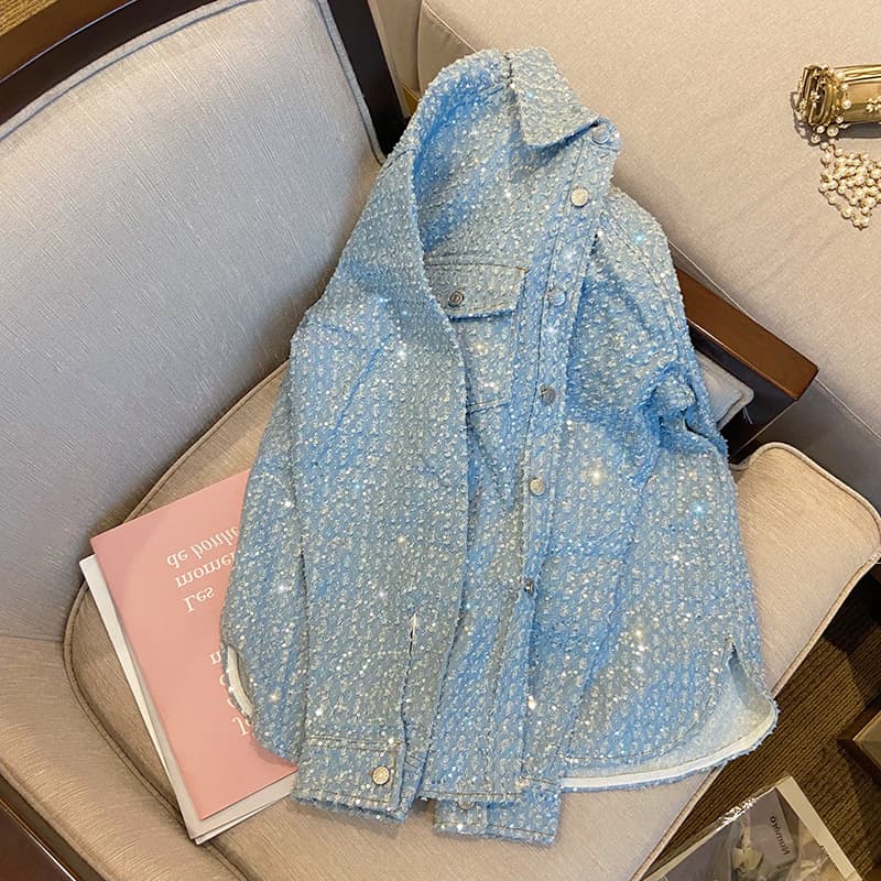 Chaqueta mujer corta casual lentejuelas