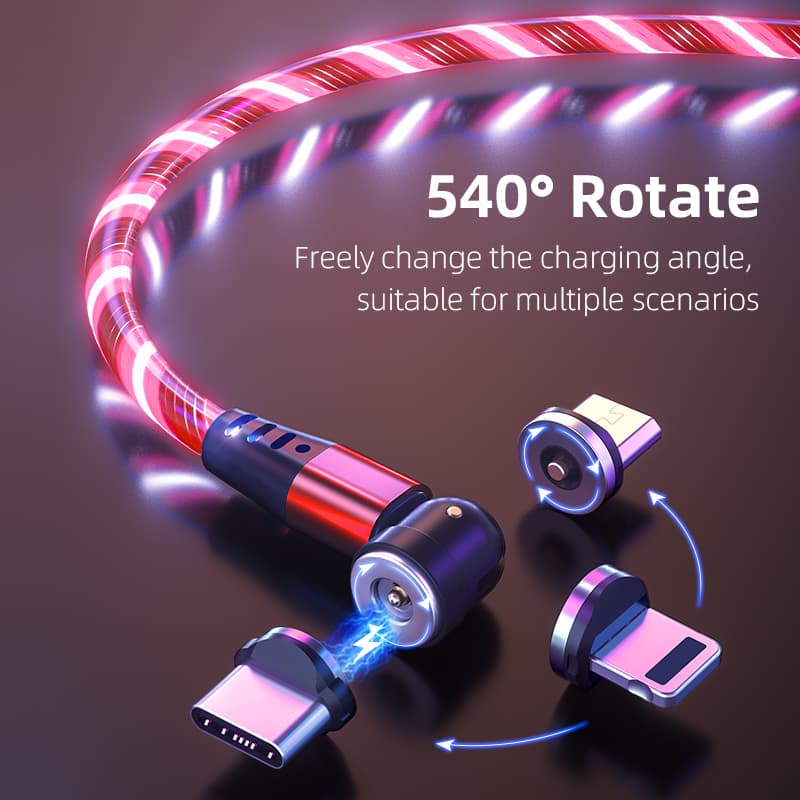 Cable magnético de carga luminoso rotativo 540