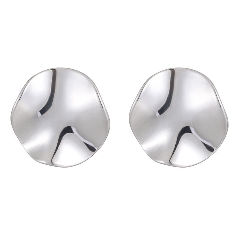 Aretes tipo botón brillantes de acero inoxidable tamaño grande