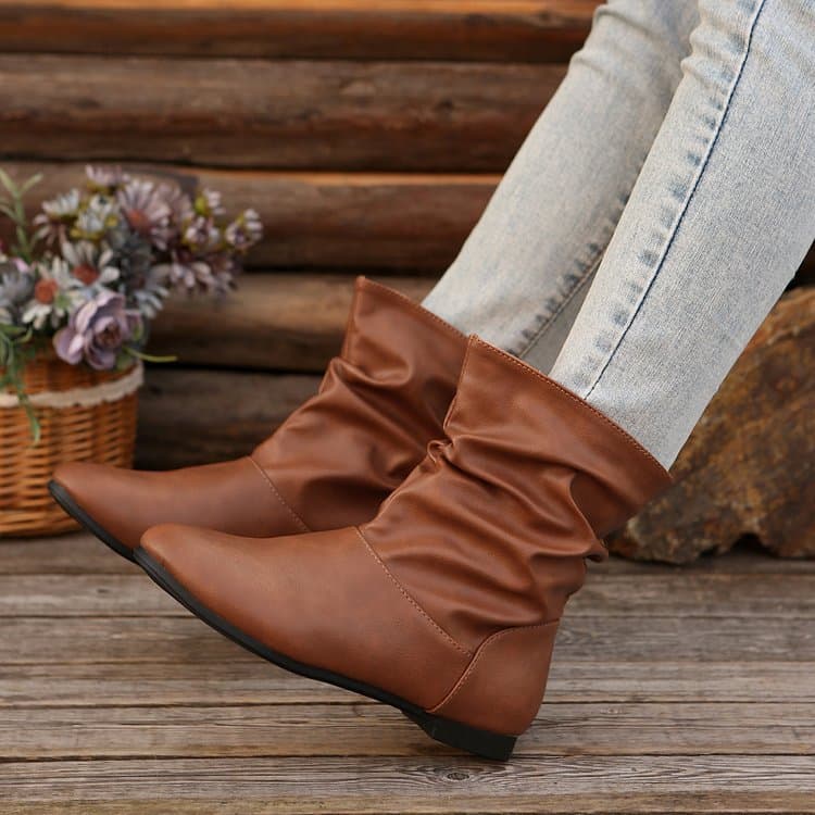 Botas vaqueras de moda para mujer sin cordones tubo bajo