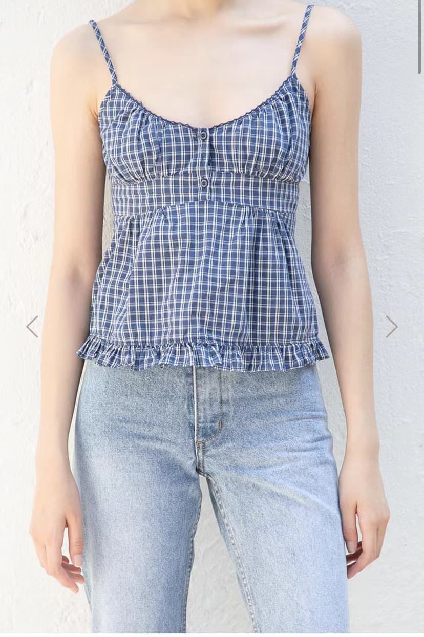 Camisola de cuadros tres botones para mujer
