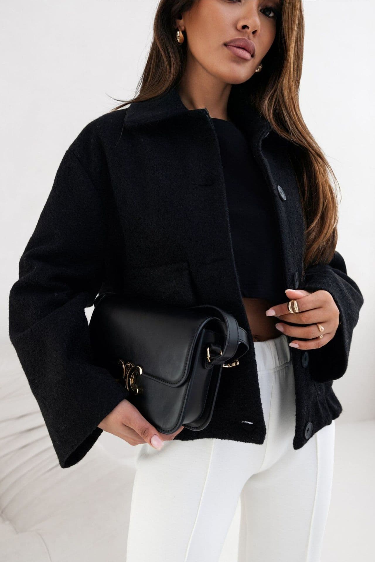 Chaqueta casual con botones para mujer de poliéster