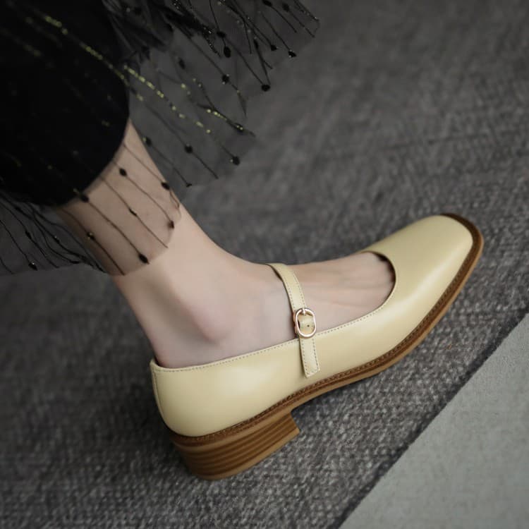 Zapatos para mujer tacón medio estilo francés retro