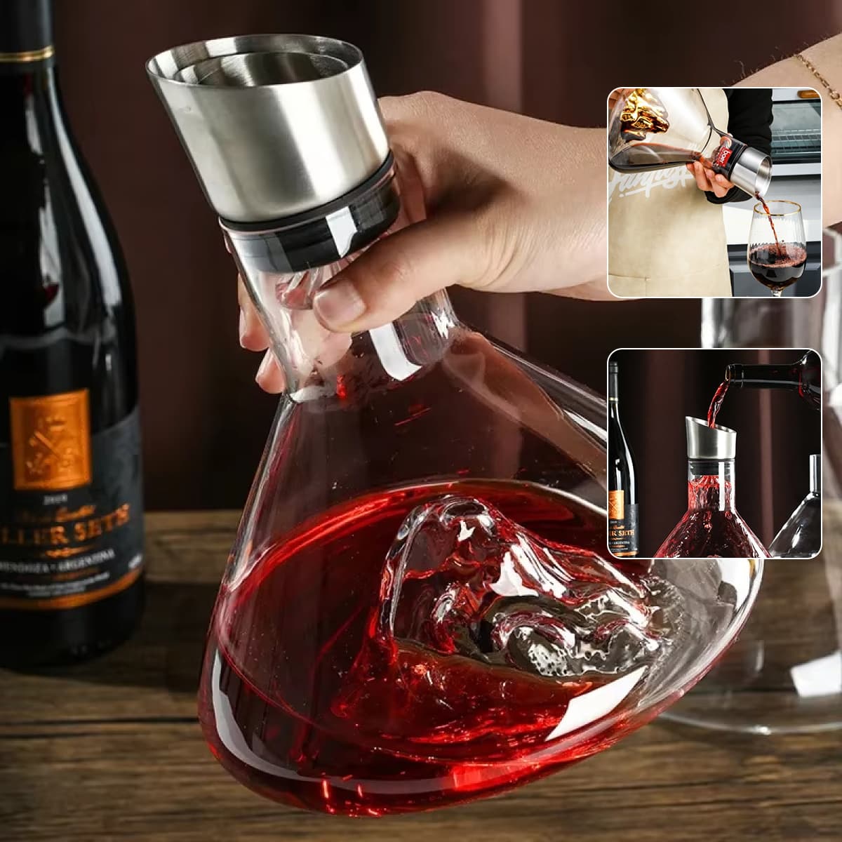 Decantador de cristal tipo iceberg para vino