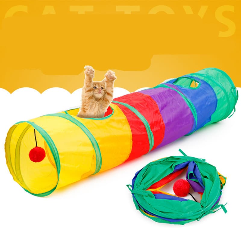 Túnel plegable arcoíris para gatos