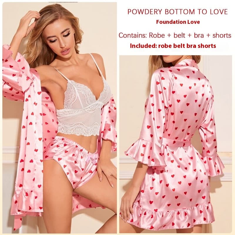 Pijama mujer rayas amor, conjunto 5 piezas