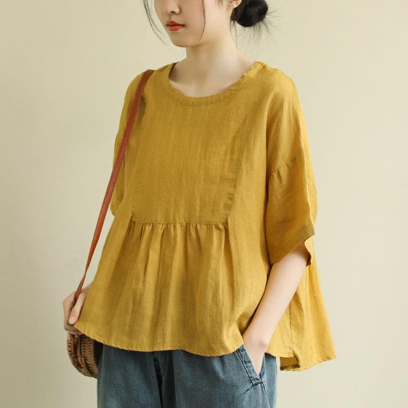 Blusa suelta de cuello redondo sin mangas