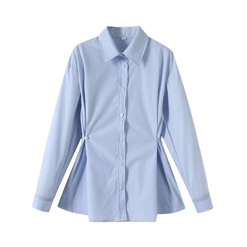 Camisa casual holgada con botones y efecto desgastado