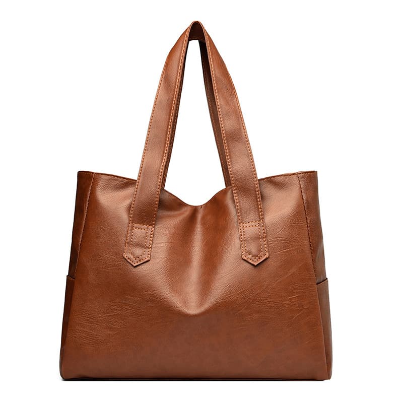Bolso de hombro espacioso de piel sintética color neutro