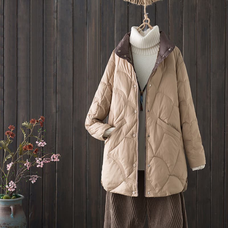 Abrigo acolchado invierno corte holgado estilo retro