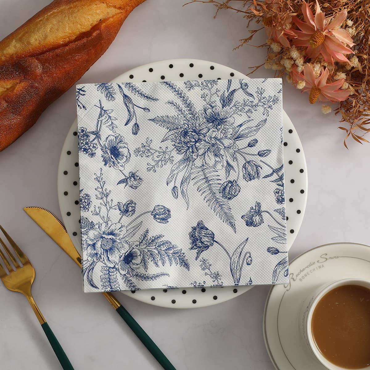 Servilletas desechables impresas con diseño de plantas