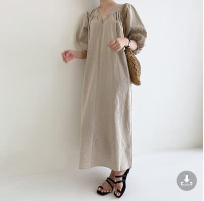 Vestido casual de algodón con mangas abullonadas