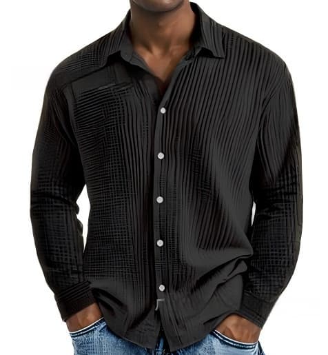 Camisa ajustada para hombre con solapa y mangas cortas