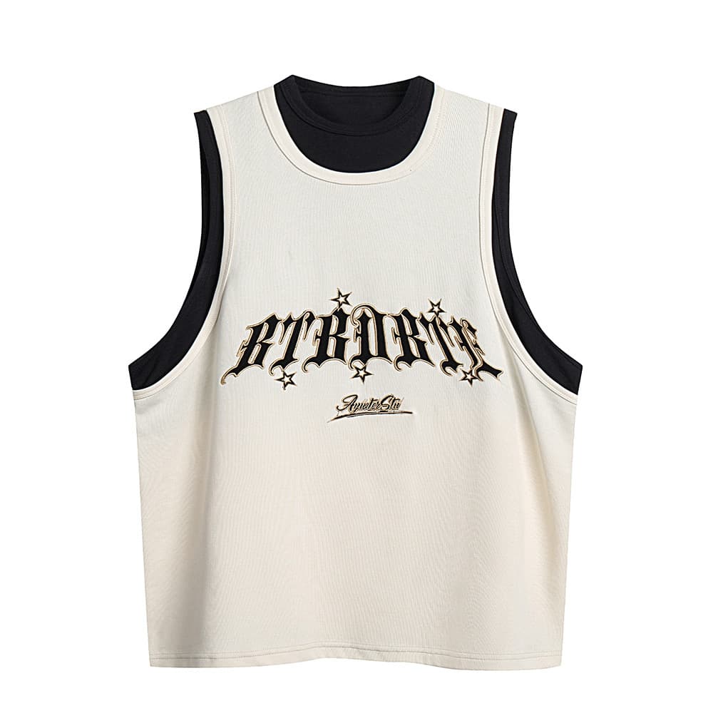 Camiseta deportiva con bordado de letras para hombre