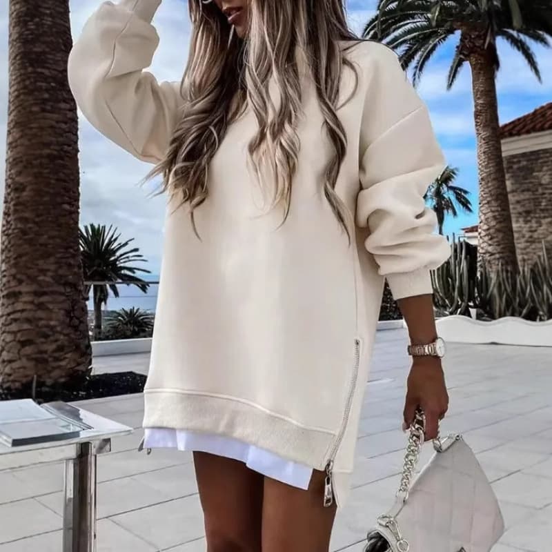 Sudadera mujer con cremallera lateral, diseño sofisticado