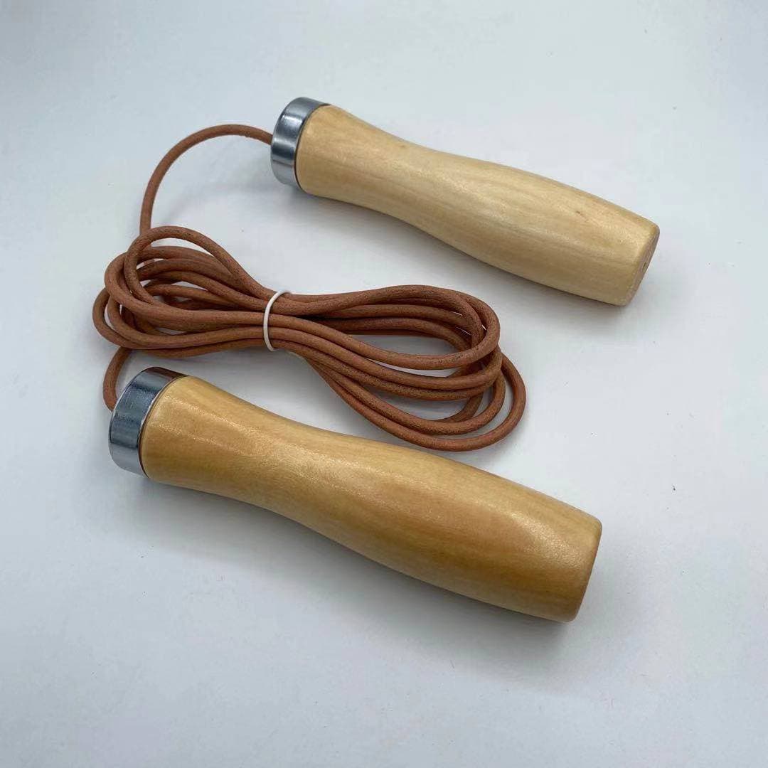Cuerda con mango de madera sólida y cuero genuino