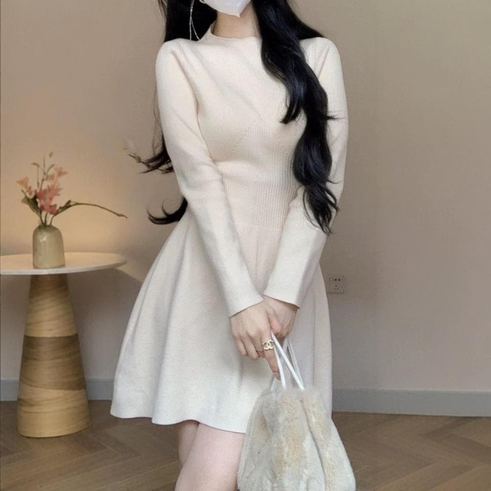 Vestido de punto cintura alta otoño invierno