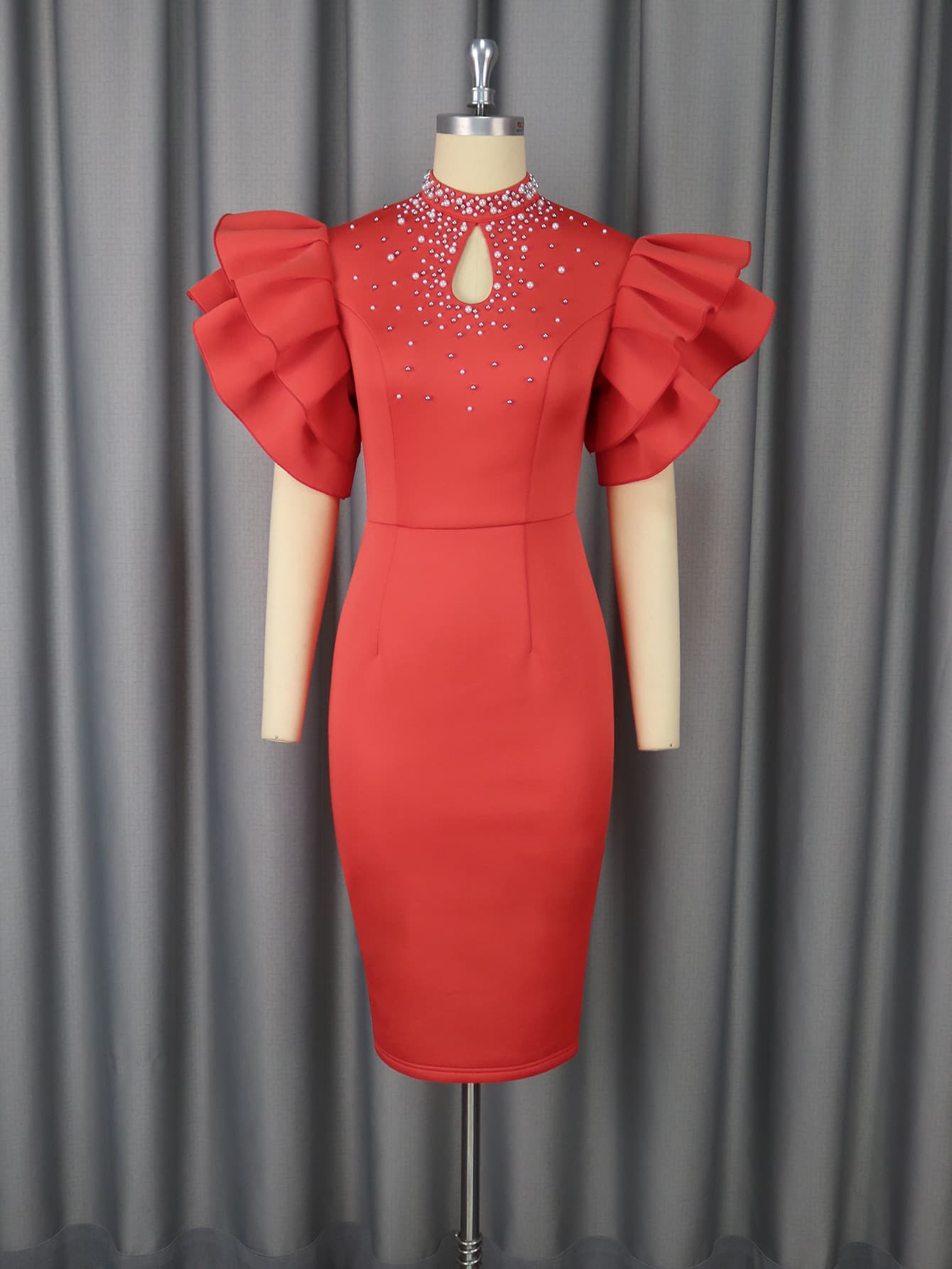 Vestido de verano para mujer con volantes y cuentas