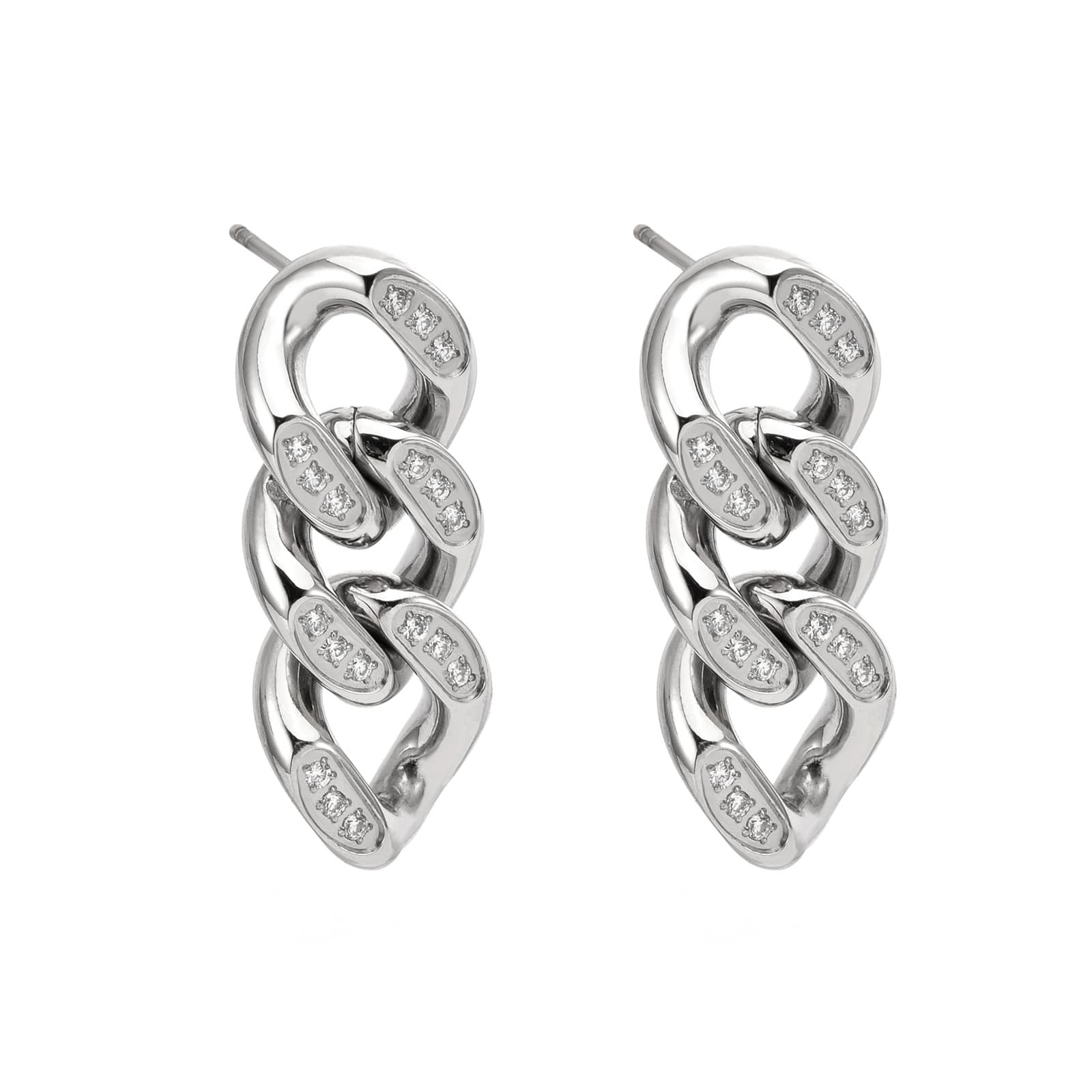 Aretes de acero inoxidable con cadena cubana