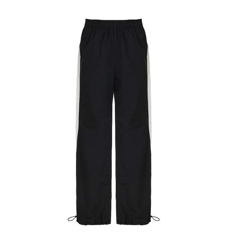Pantalones casuales con costuras de contraste y cintura baja