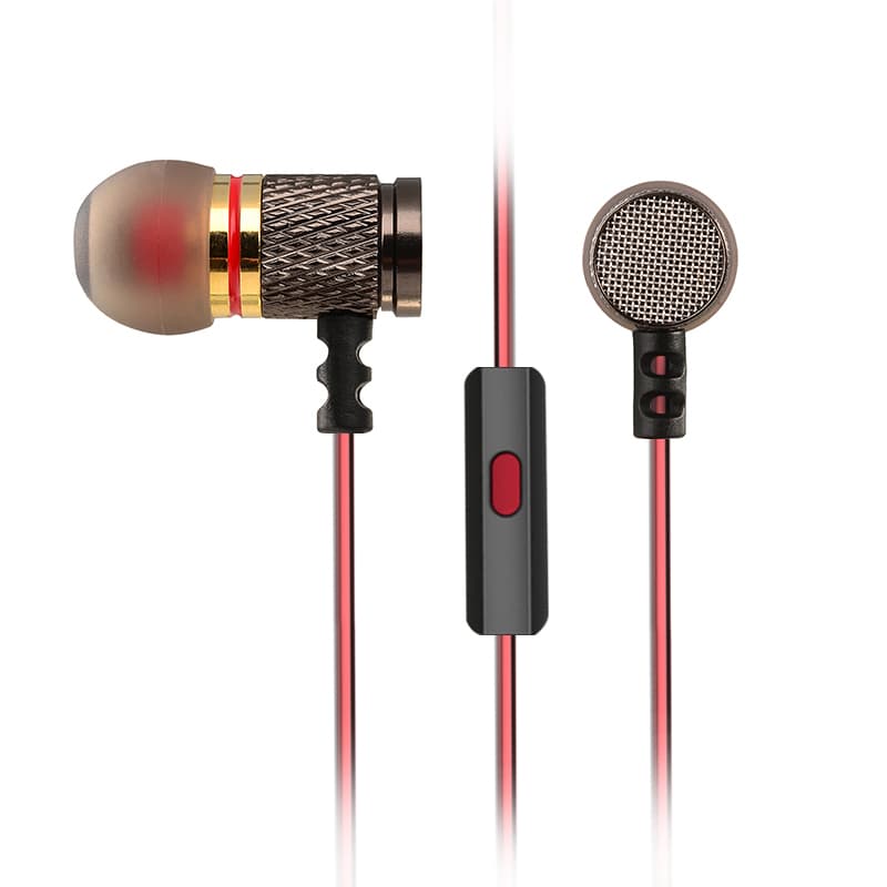 Auriculares de metal con micrófono e IPX4