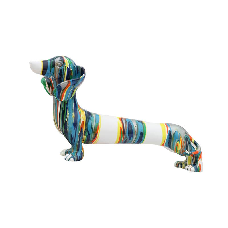 Adorno decorativo de perro salchicha en resina