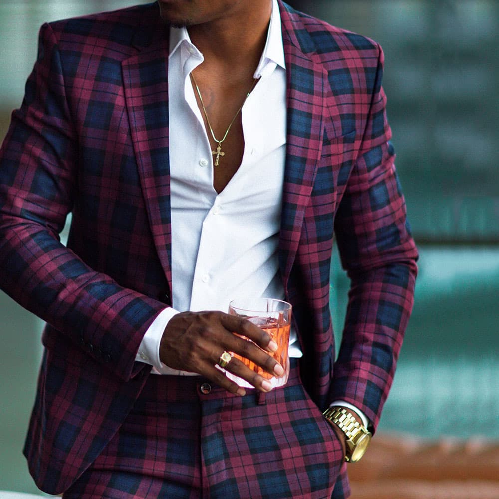 Chaqueta de traje a cuadros ajuste slim
