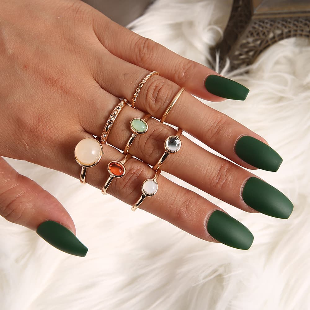 Anillo de falange multicolor con ópalo champagne