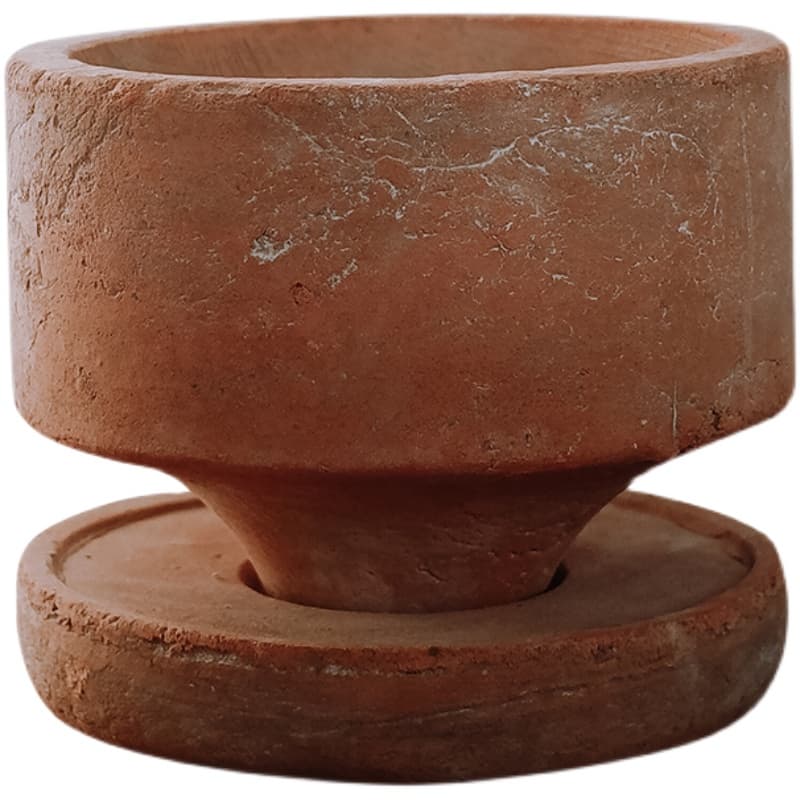 Maceta cerámica vintage con bandeja para plantas