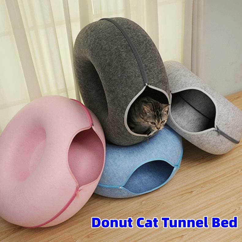 Nido donut de fieltro para gatos e interactivo
