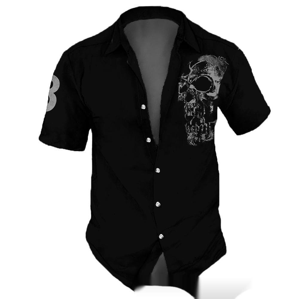 Camisa estampada digital color sólido para hombre