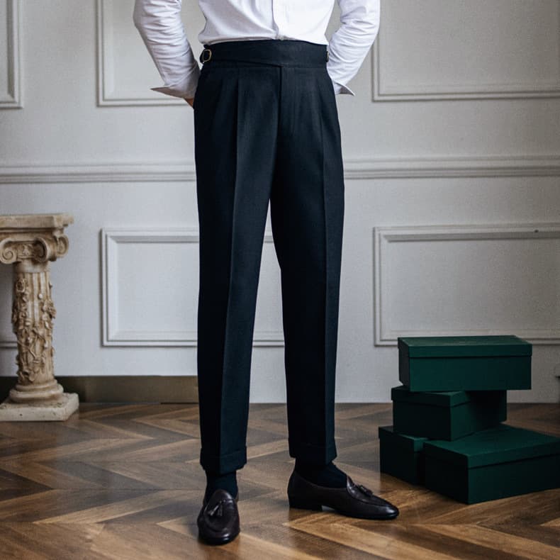 Pantalones de cintura alta y línea recta para hombre