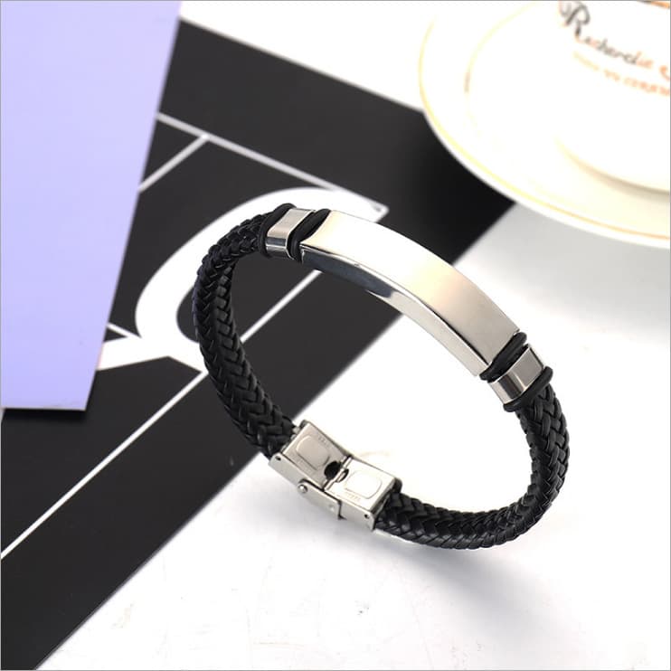 Pulsera de cuero tejido estilo retro