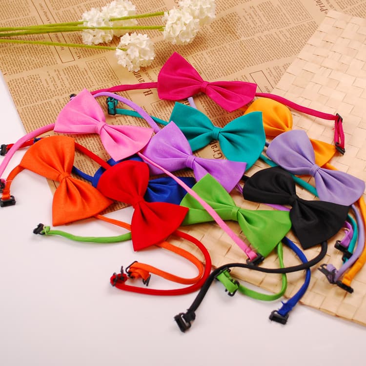 Collar de moño para mascotas en colores sólidos