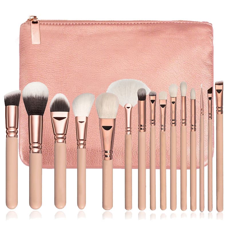 Juego de 15 pinceles de maquillaje con estuche