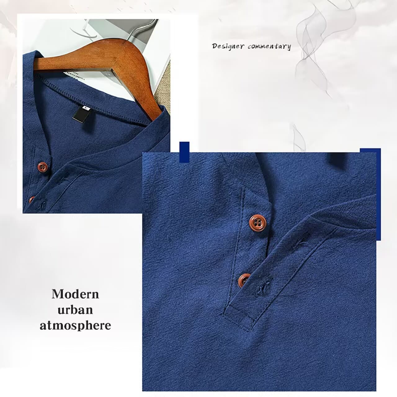 Camisa de algodón y lino con cuello en V