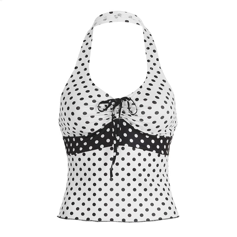 Chaleco halter con lunares estilo europeo