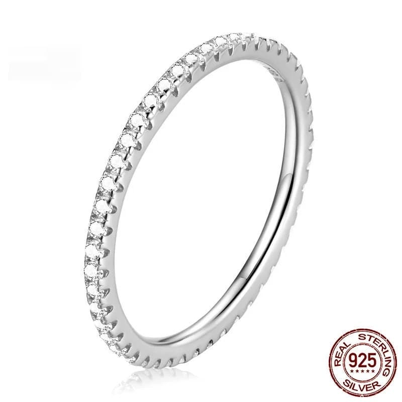 Anillo de plata esterlina para mujer con diamantes