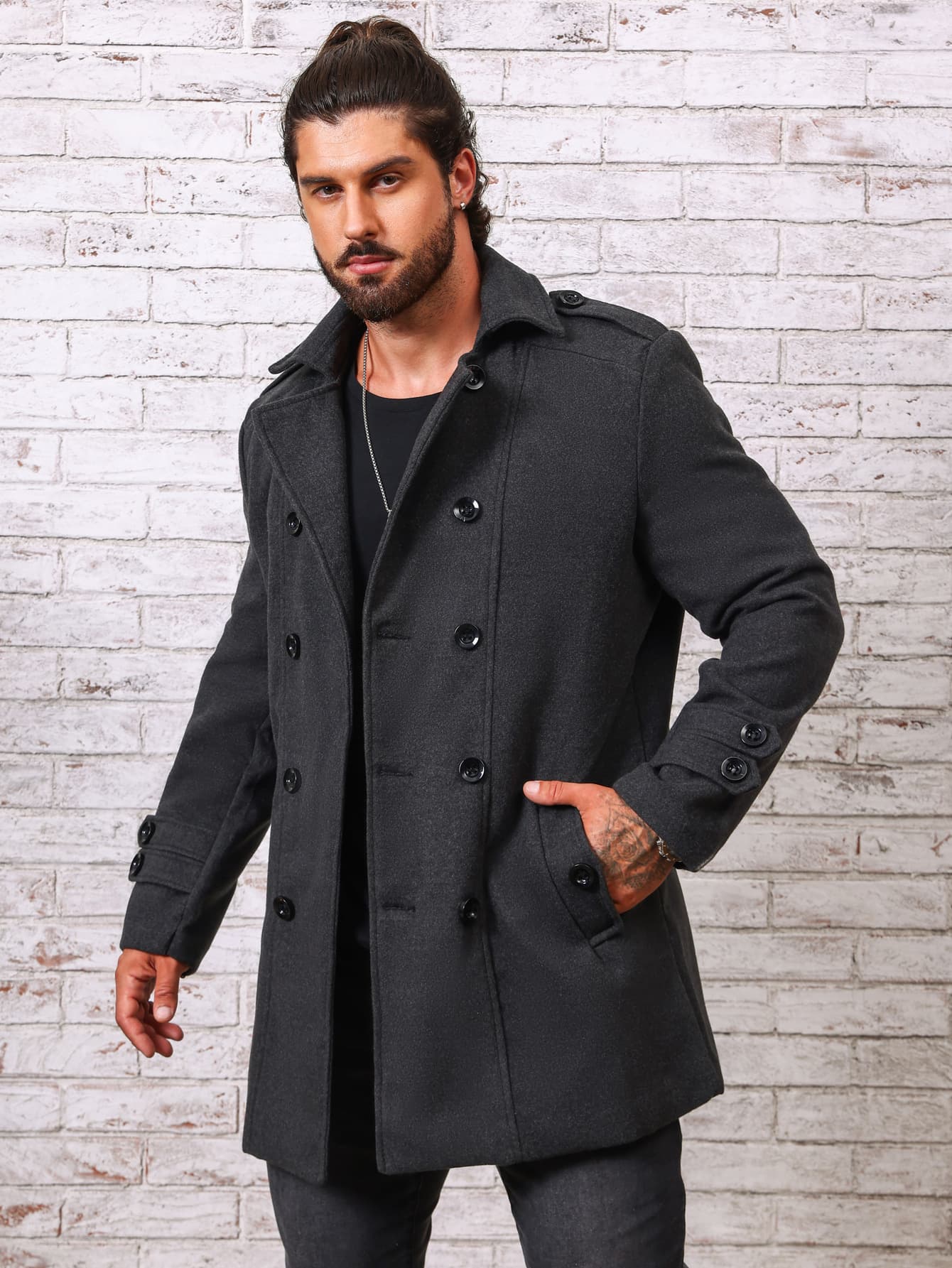 Chaqueta de lana color liso, estilo británico para otoño e invierno