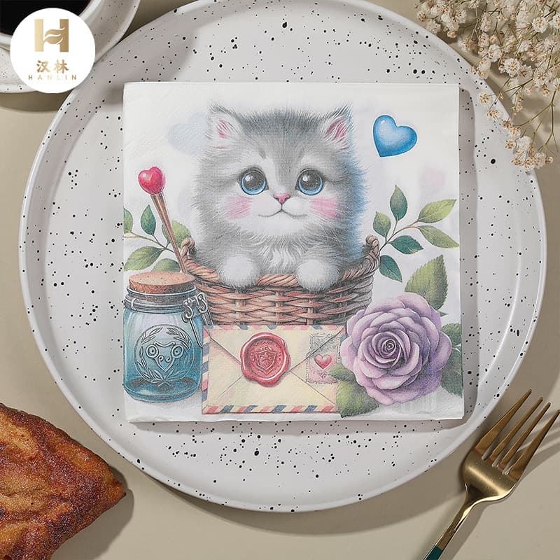 Servilletas de papel con diseño de gato