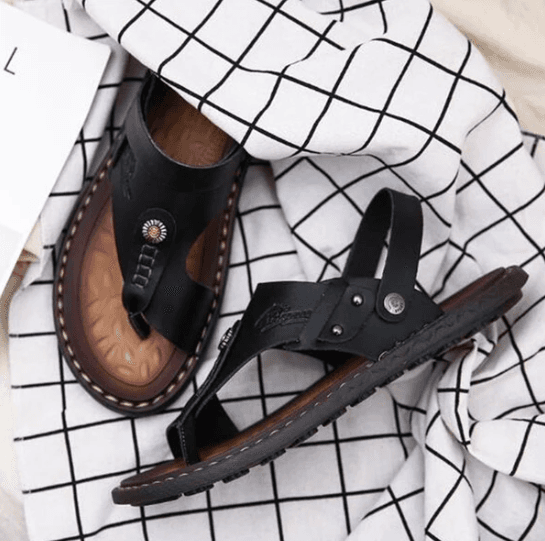 Sandalias de cuero de dos dedos para hombre