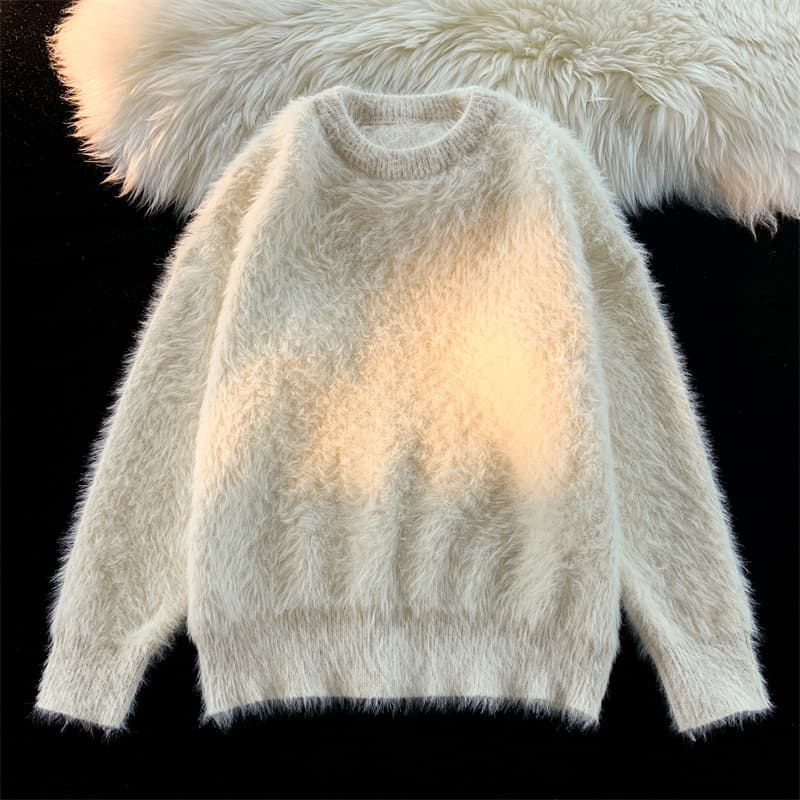 Suéter cuello redondo retro estilo japonés