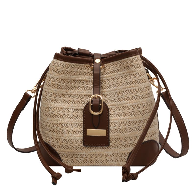 Bolsa de playa estilo coreano de paja tejida