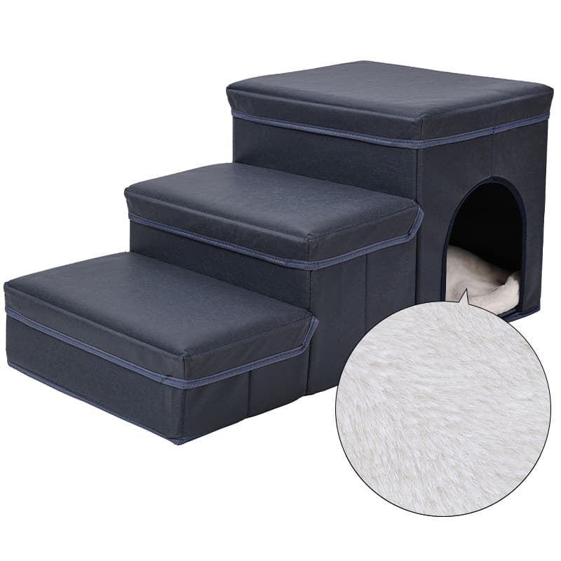 Mueble multifuncional para mascotas con cama y escaleras