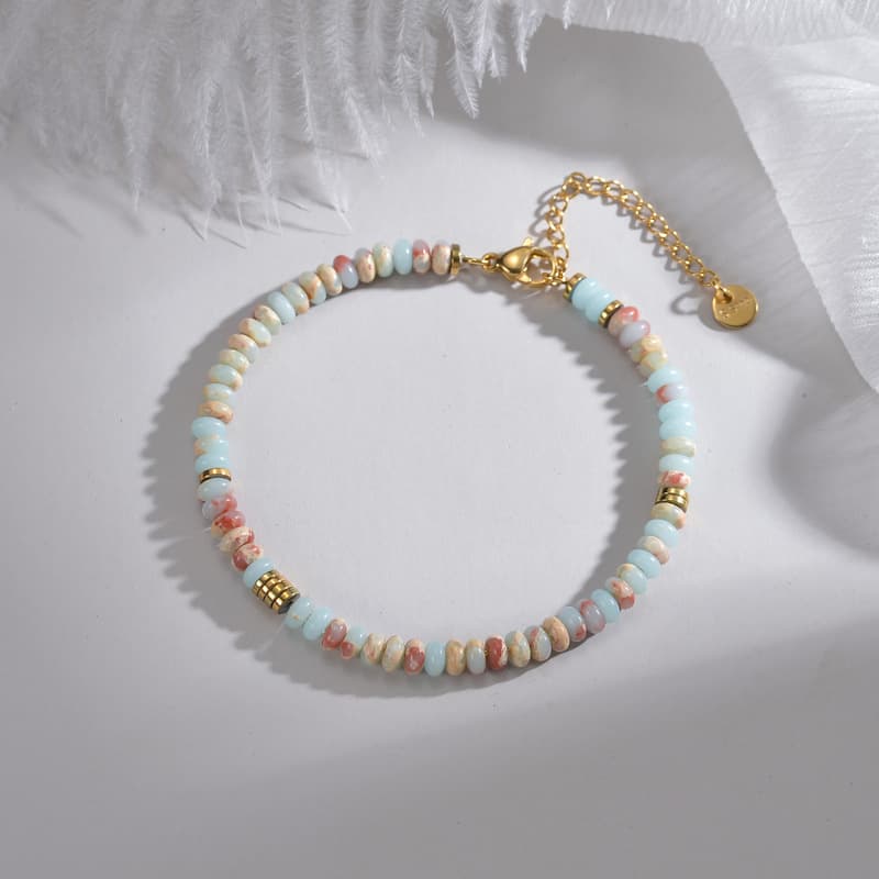 Pulsera boho con piedras naturales y acero inoxidable