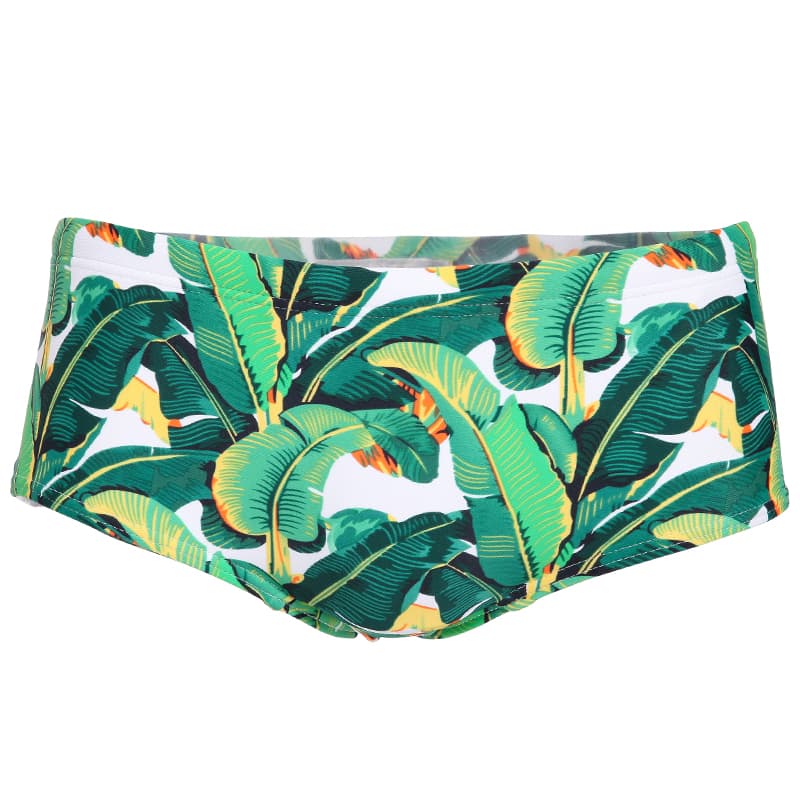 Bañador triangular con diseño de hojas verdes