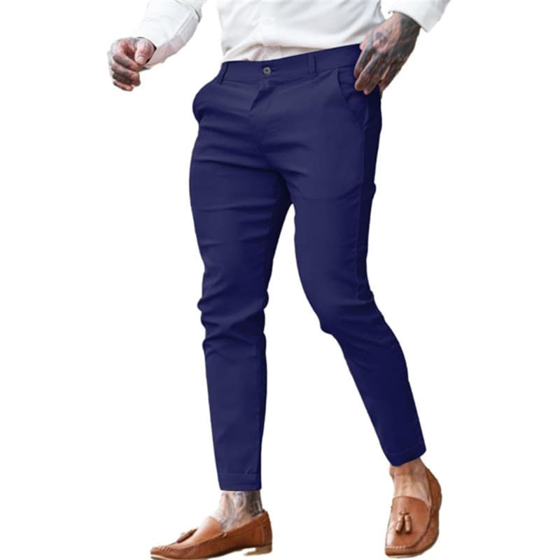Pantalones pitillo elásticos de algodón para hombre