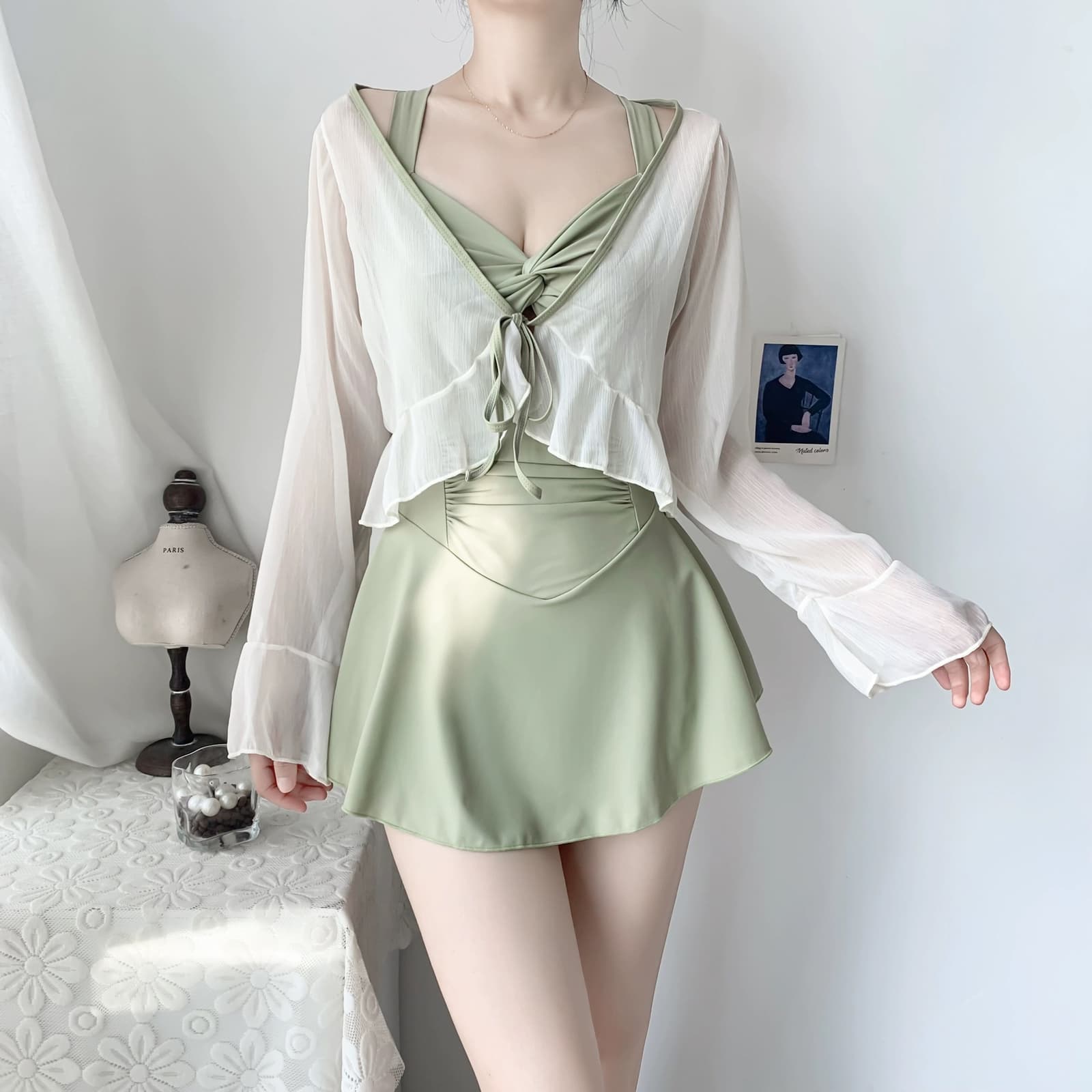 Traje de baño de una pieza con chaqueta para mujer